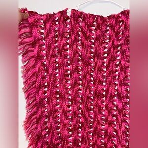 Luxurious Fringe Pink Knitted Baby Throw Blanket